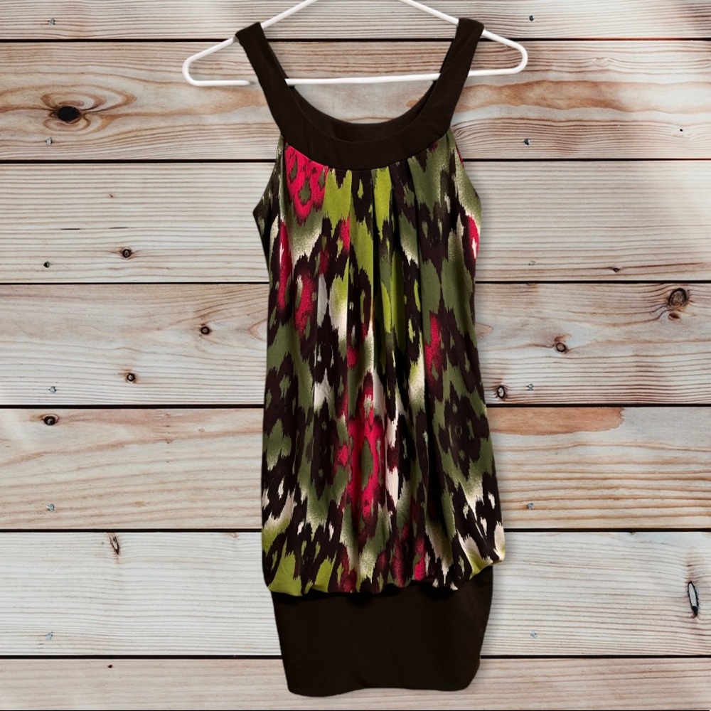 Y2K Studio Y Mini Dress Brown Pink Green Juniors Small